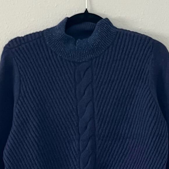 Maeve by Anthropologie Navy Textured Knit Sweater Women’s Size M Cozy Chunky - Picture 2 of 6